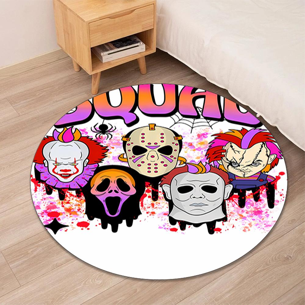 Halloween horror Printed Round Rug Carpet Chair Rug Area Rug Entryway Doormats,for Office Chair Living Room Bedroom Kitchen Room.