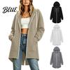 Kapuzenpullover mit Kordelzug Damen Reißverschluss Langer Hoodie für Herbst Winter Freizeit Ärmel Reißverschluss Oberteile Sweatshirt Jacke mit Taschen Einfarbige Hoodies