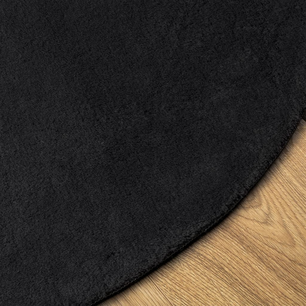 HUARTE Rug Short Pile Soft and Washable Black Ø 80 Cm