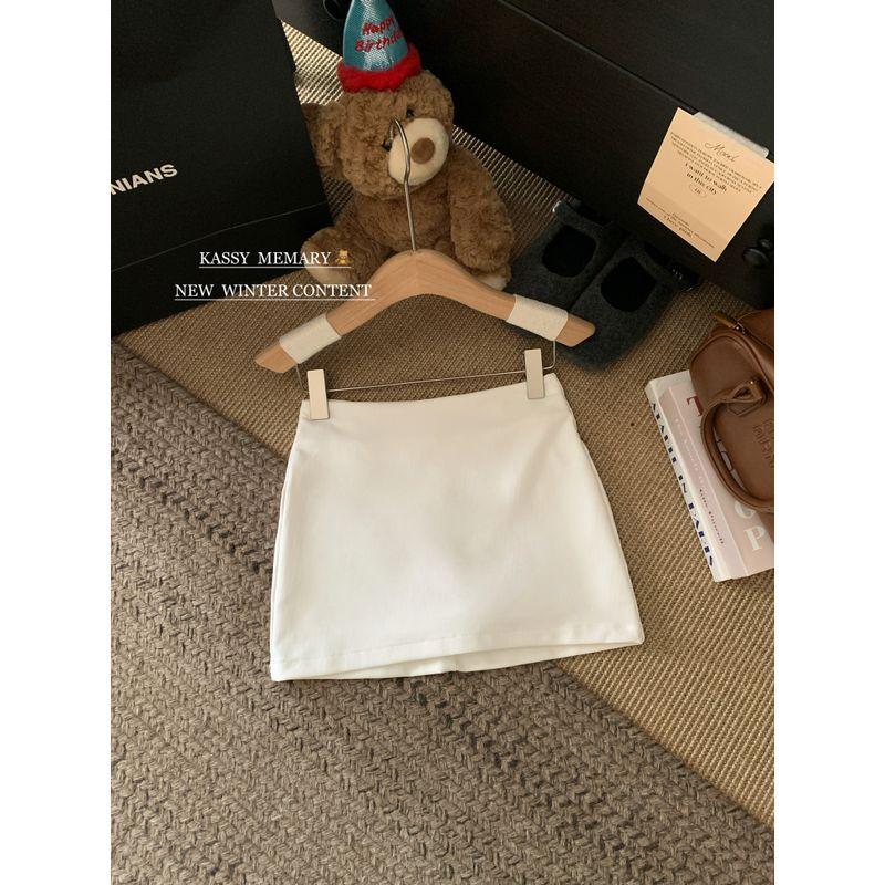 

Khaki Fancy Elegant A- line Skirt Skirt Women s Autumn High Waist Anti-Exposure Sexy Hip Skirt Skirt White Skirt L