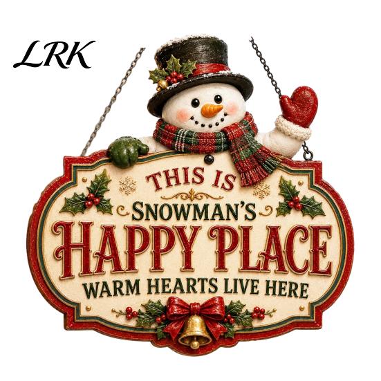 Christmas Bedroom Door Decor This Is Our Blessed Happy Place Sign, Welcome Front Durable Wooden Holiday Sign Hanger Decoration, Rustic Wall