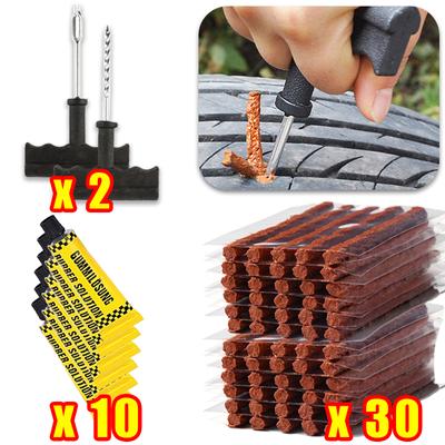 Kit d'outils de réparation de pneus de voiture avec bandes en caoutchouc, kit de bouchons de réparation de crevaison pour pneus tubeless, outil de réparation de pneus à vide pour moto, camion