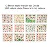 12 Sheets Nail Art Stickers Natural Plants Leaves Flowers Water Transfer Nail Decals for DIY Nails