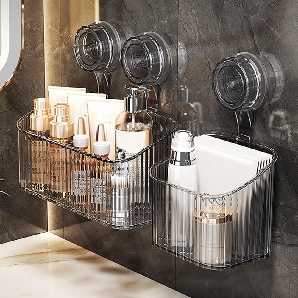 Bathroom Suction Cup Storage Rack Wall Mounted No Punching Storage Box Cosmetics Kitchen  Organizers Multifunctional Storage