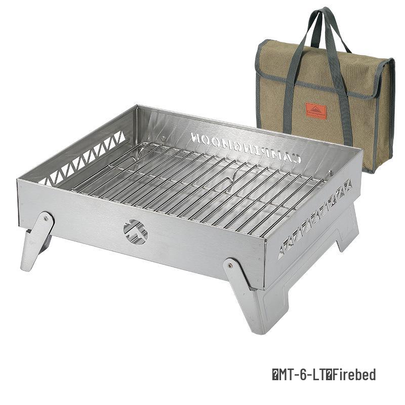 Koman MT-6-LT Portable Stainless Steel Folding Fire Pit and BBQ Stove