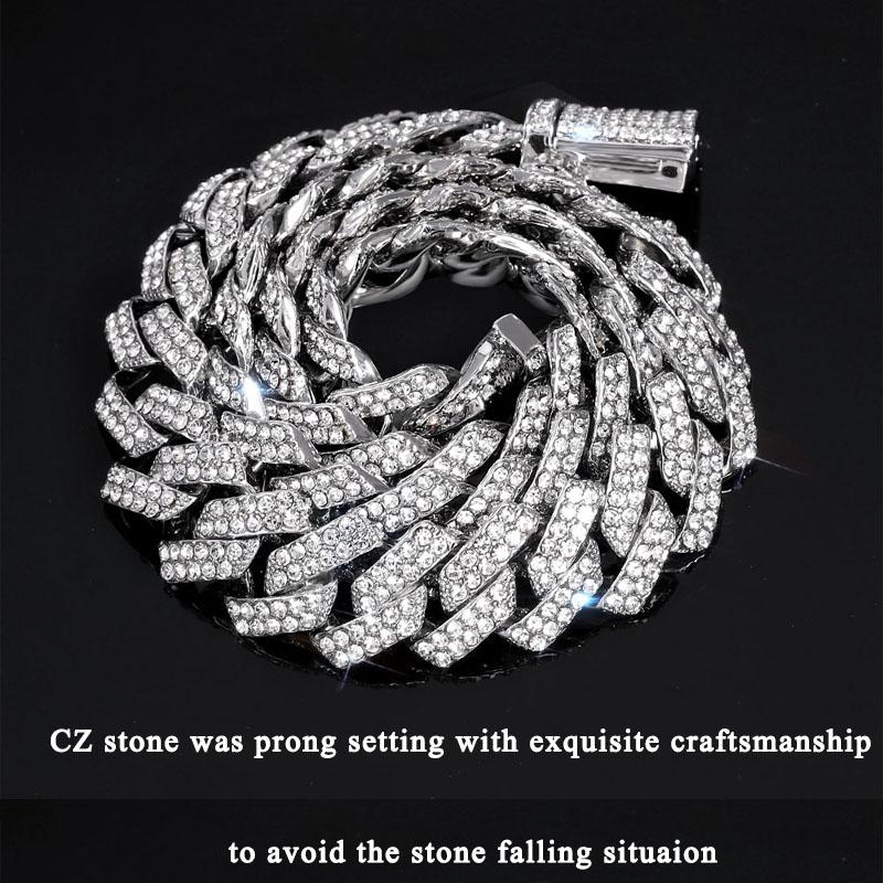 Prong 16mm Cuban Chain Micro Pave Cubic Zircon Mixed Luxury Bling Bling Full Iced Out Charms Hiphop Jewelry