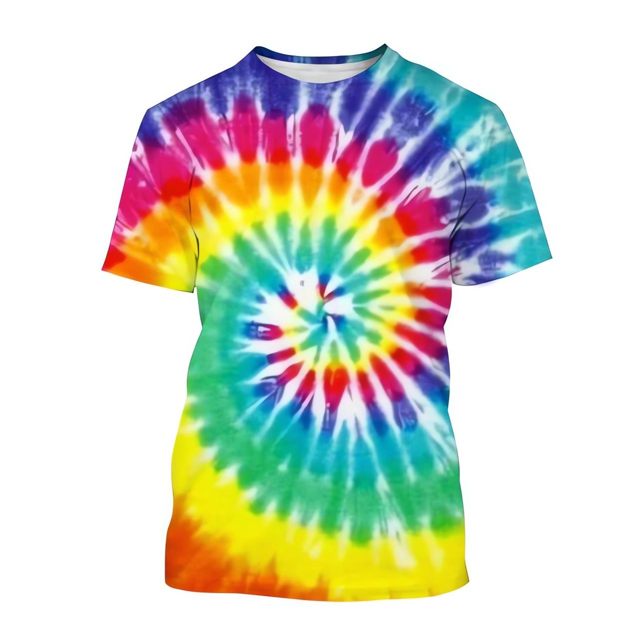 Children s T-shirts, girls  gradient tie-dye pattern print 3D T-shirts, boys  and girls  spiral circle T-shirts, children s clothing 120