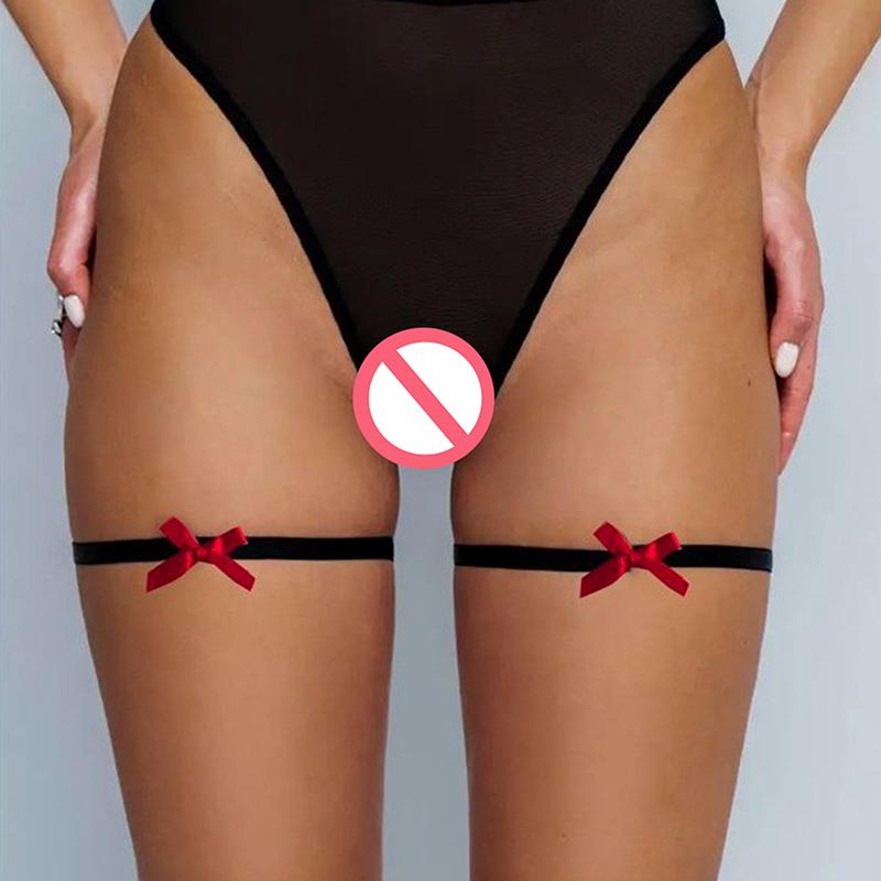 Sexy Schleife Oberschenkel Bein Gurt Strumpfhalter, Verstellbares Gothic Hüftgeschirr für Halloween Valentinstag Kostüm