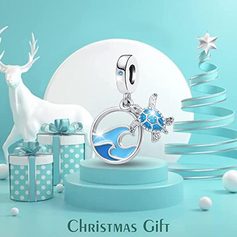 Pandantiv Charm Ocean Argint 925 Broască Țestoasă Delfin Sirenă Brățară DIY Bijuterii Cadou Femei Modă Seria Albastră