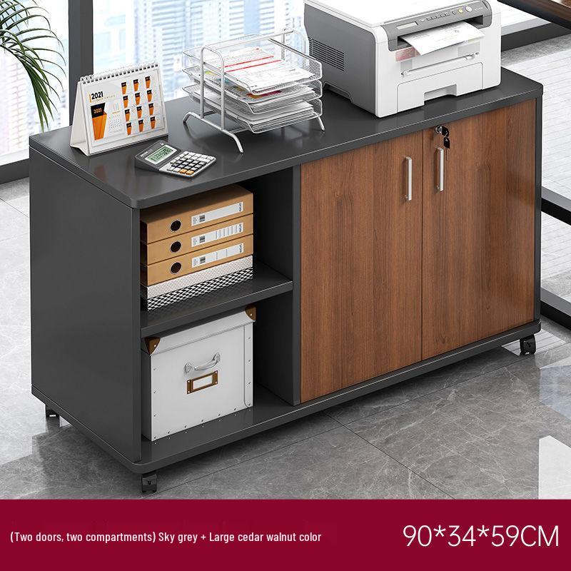 Wooden Office Filing Cabinet with Lock and Under-Desk Storage