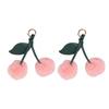 2 Pcs Plush Cherry Keychain Cute Stuffed Fluffy Cherry Purse Keychain with Gold Metal Ring