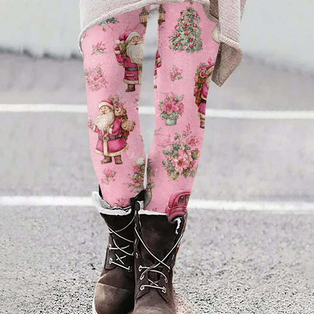 Women's Christmas Print Slim Fit Elastic Yoga Casual Pants