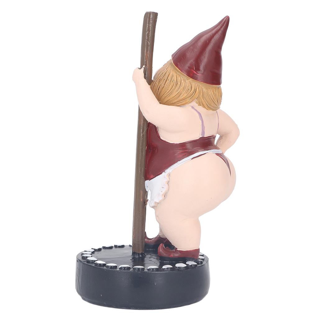 Figurka Gnoma Tańczącego na Rurze Dekoracyjna Realistyczna Żywiczna Figurka Gnoma Tancerza na Rurze do Ogrodów