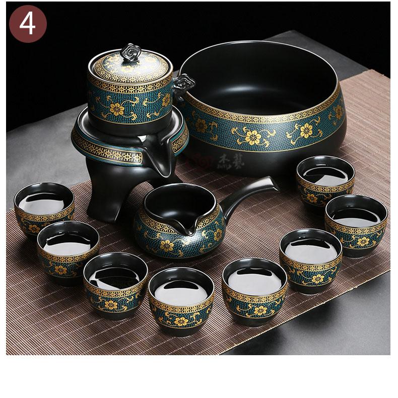 Semi-automatic Kung Fu Tea Set, Ceramic Stone Grinding, Teacup Tray, Porcelain Service, Gaiwan Tea Cups, Mug of Tea Ceremony