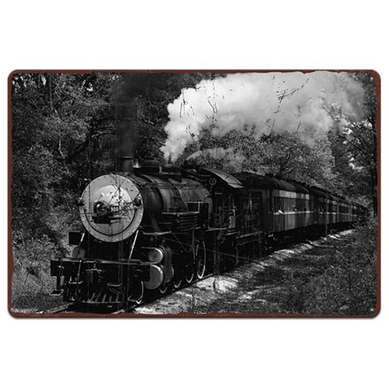 Vintage Metal Tin Poster Train Retro Metal Tin Signs Posters Plate Wall Decor for Bar Restaurant Cafe Clubs Retro Plaque