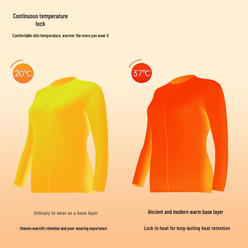 GUJIN Women's Double-Brushed Thermal V-Neck Top