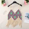 Summer Women's Camisole Ethnic Style Halter Pure Handmade Crochet Top Halter Bohemian Tassel Travel Holiday Vest