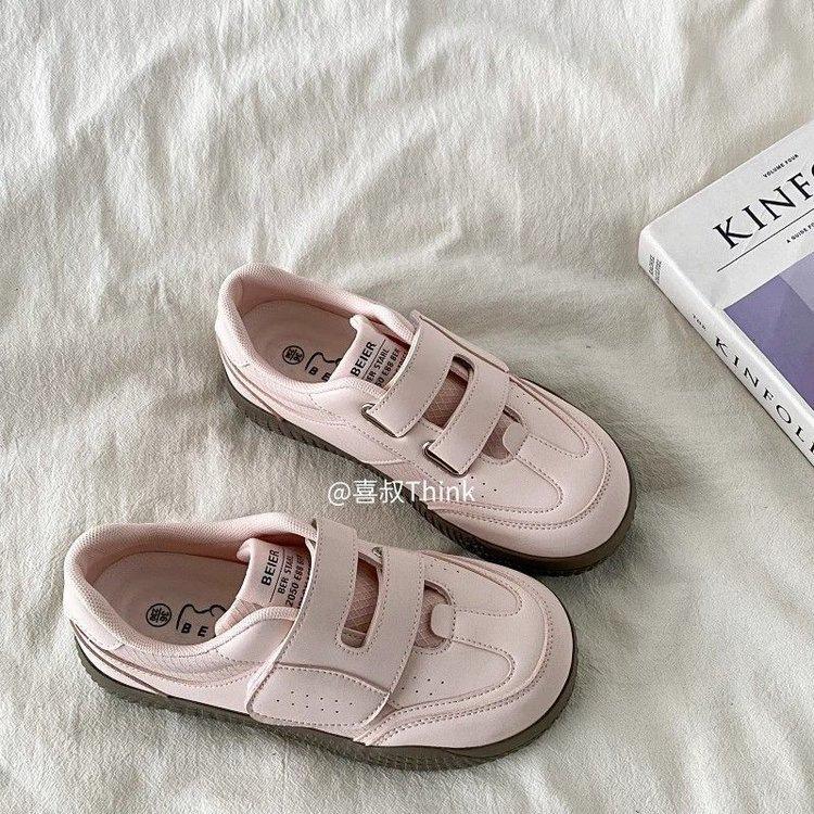 Velcro Dexun shoes 2025 new summer sports and leisure shoes thick sole heightening board shoes flat sole single shoes white shoes