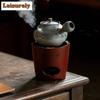 Crude Pottery Side Handle Tea Warmer Holder Alcohol Burner Stove Kettle Stand Baked Milk Jar Carbon Furnace Drinkware Ornaments
