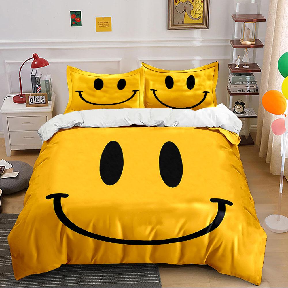 Smiley Face Yellow Print Bedding Duvet