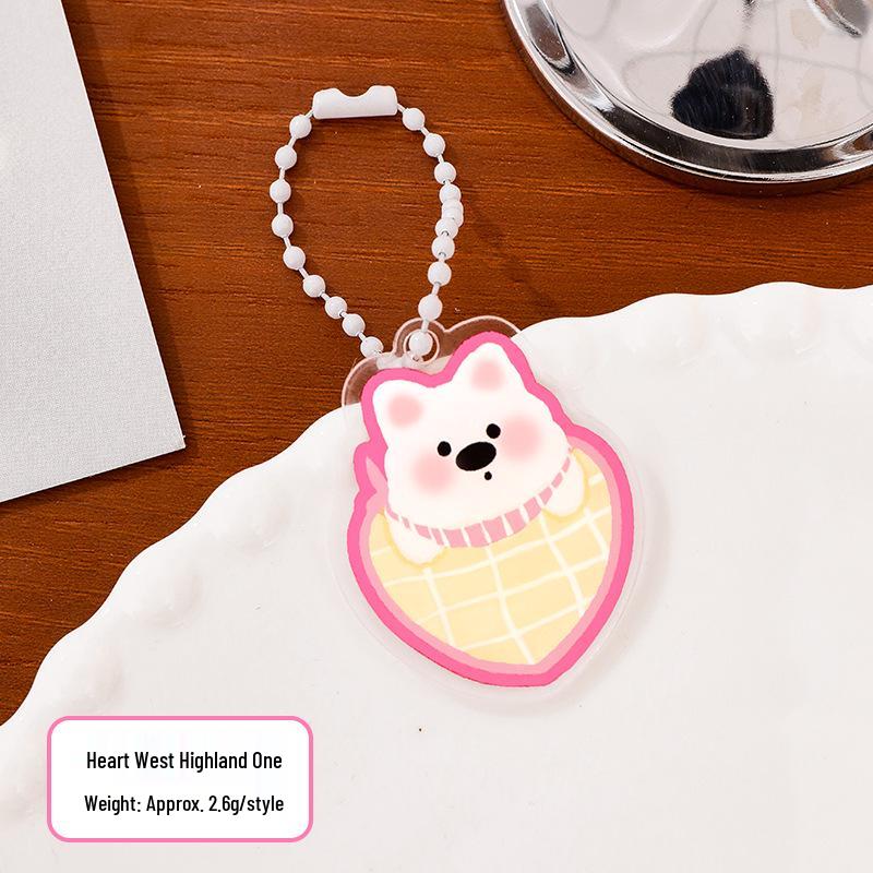 Cartoon West Highland White Terrier Puppy Keychain: Cute Student Charm, Acrylic Bag Accessory, Perfect Small Gift