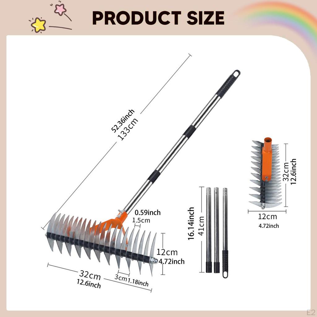 Thatch Rake Efficient Weeding Tool for Aeration Comb Turf Dead Grass Removal