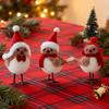 Cute Fluffy Plush Foam Bird Christmas Tree Ornament Simulated Bird Figurine with Red Hat And Scarf for Christmas Tree Mantel Desk Decoration