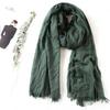 105*190cm One Piece Women Oversize Solid Plain Scarf Shawls Head Wraps Viscose Cashmere Muslim Frayed Hijabs Pashmina