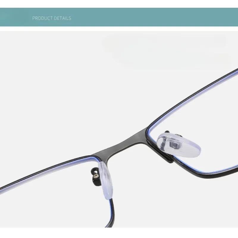 Business Men Women Anti-Blue Light Myopia Glasses Finished Metal Square Prescription Eyeglasses Diopter 0 -0.5 To -6.0