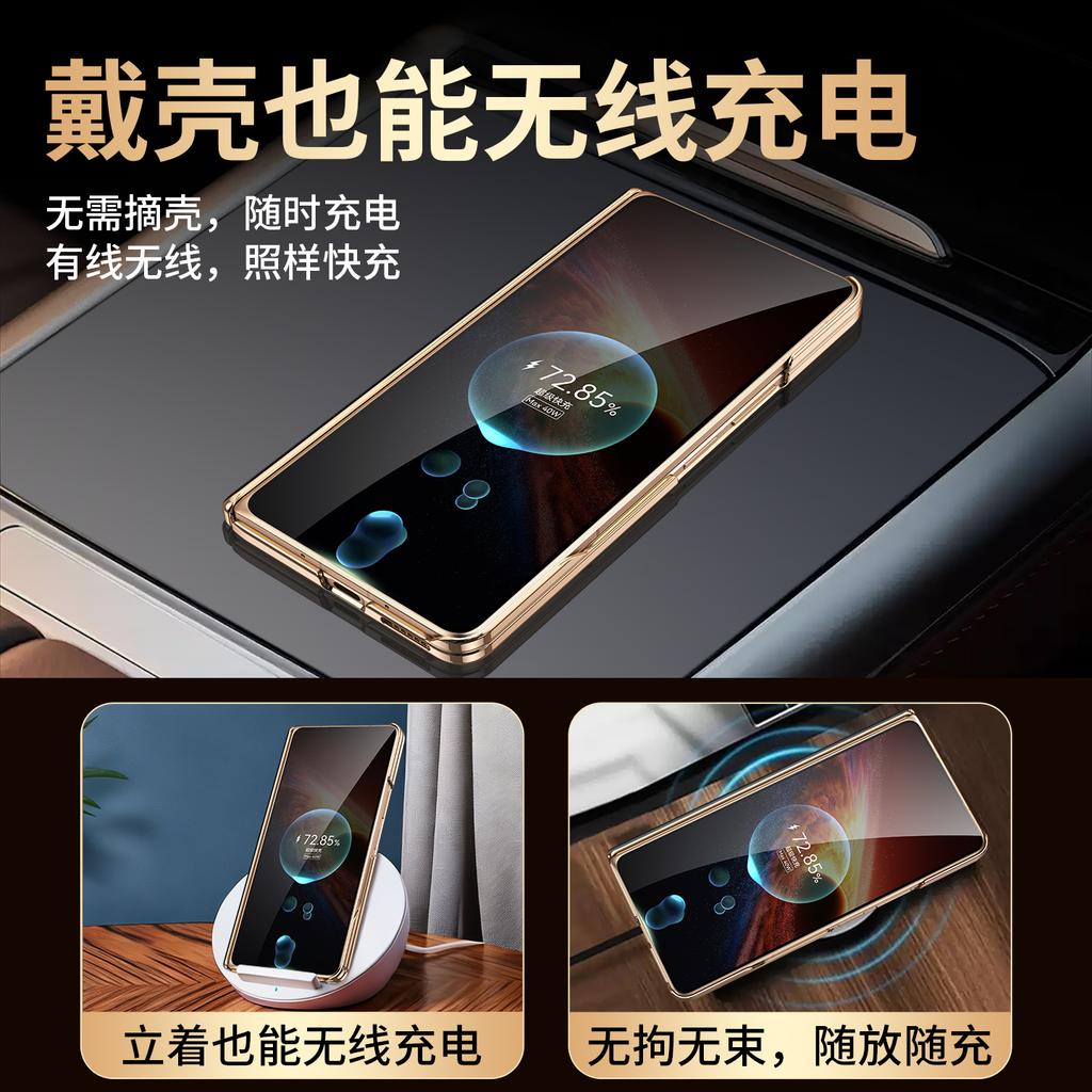 Genuine Cowhide Case for Honor Magic V6 360° Rotatable Stand Magnetic Hinge Protection Wireless Charging Full Body Leather Cover