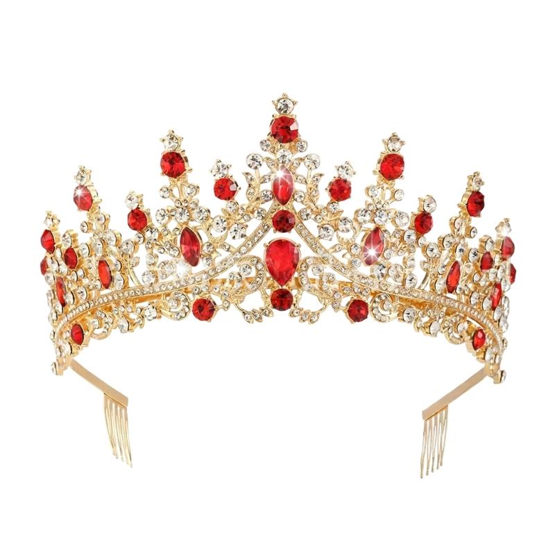 Sparkling Rhinestones Bridal Crowns with Secure Hair Comb Grip Wedding Headpiece For Bride Ceremony and Photography Props