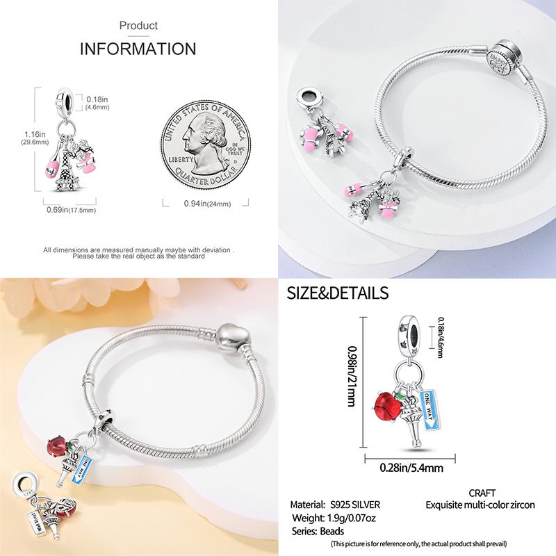 Copper Eiffel Tower Triumphal Arch Famous Architectural Charms Beads Fit Pan Original Bracelets Diy Fine Jewelry