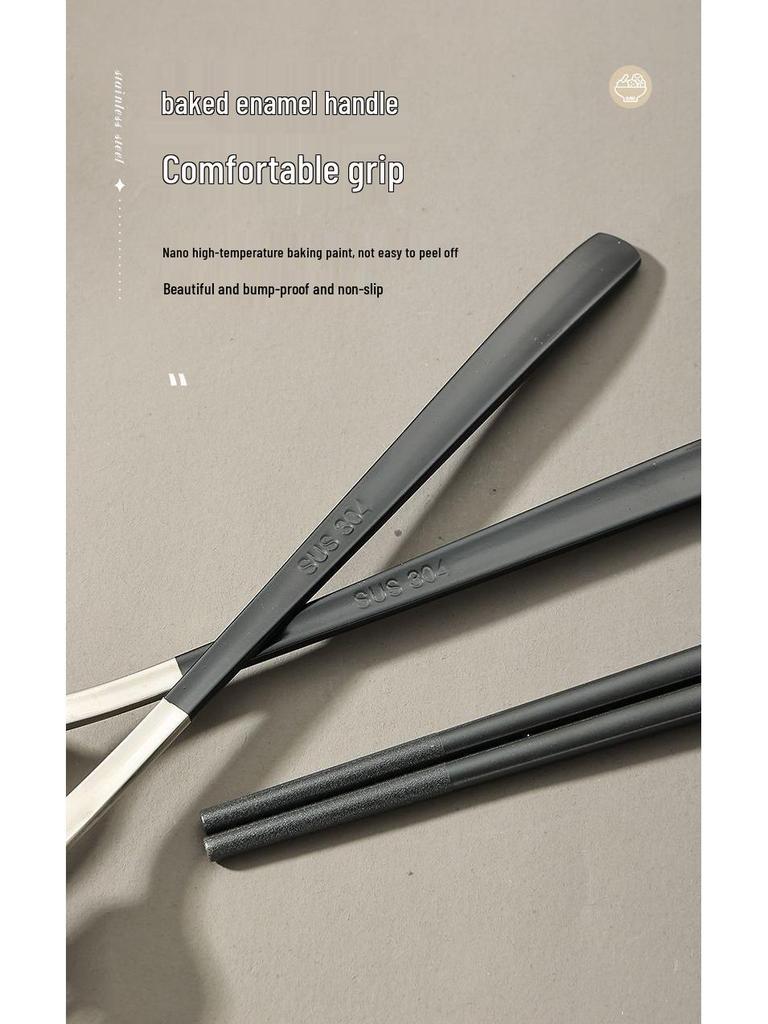 Portable Stainless Steel Cutlery Set: Spoon, Chopsticks, and Fork for Home or Student Use