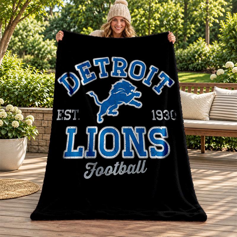 Detroit Lions Blanket Flannel Blanket Soft Cozy Plush Throw for Sofa Bed Lightweight Home Decoration Gifts for Christmas Various Holidays