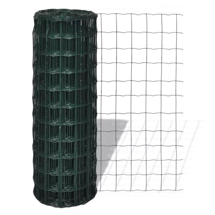 Clôture Euro - vidaXL - Acier - 25 x 1,7 m - Vert - Résistante aux UV et à la rouille