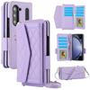 For Samsung Galaxy Z Fold5 5G Case Quilted Design PU Leather Wallet Phone Cover with Shoulder Strap