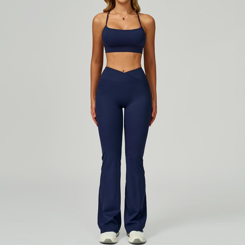 Women's Nude Feeling Yoga Set: High-Waist, Hollow-Back, Tummy Wrap, Tight-Fit for Running and Fitness