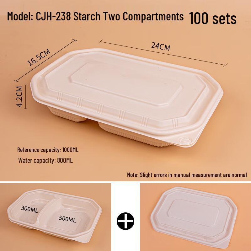 

Disposable 2-Compartment Plastic Food Containers
