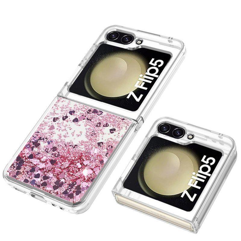 Luxuriöse Bling Quicksand transparente Handyhülle für Samsung Z Flip 5, Silikon-Glitzer-Anzug für Samsung Galaxy Z Flip 4 Flip3, stoßfeste Abdeckung