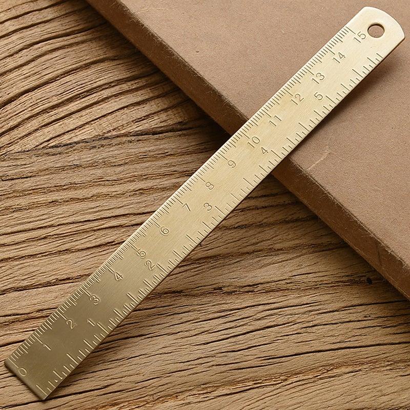 School Supplies 15Cm Brass Straight Ruler For School Office Stationery Metal Painting Drawing Tools Measuring Bookmark