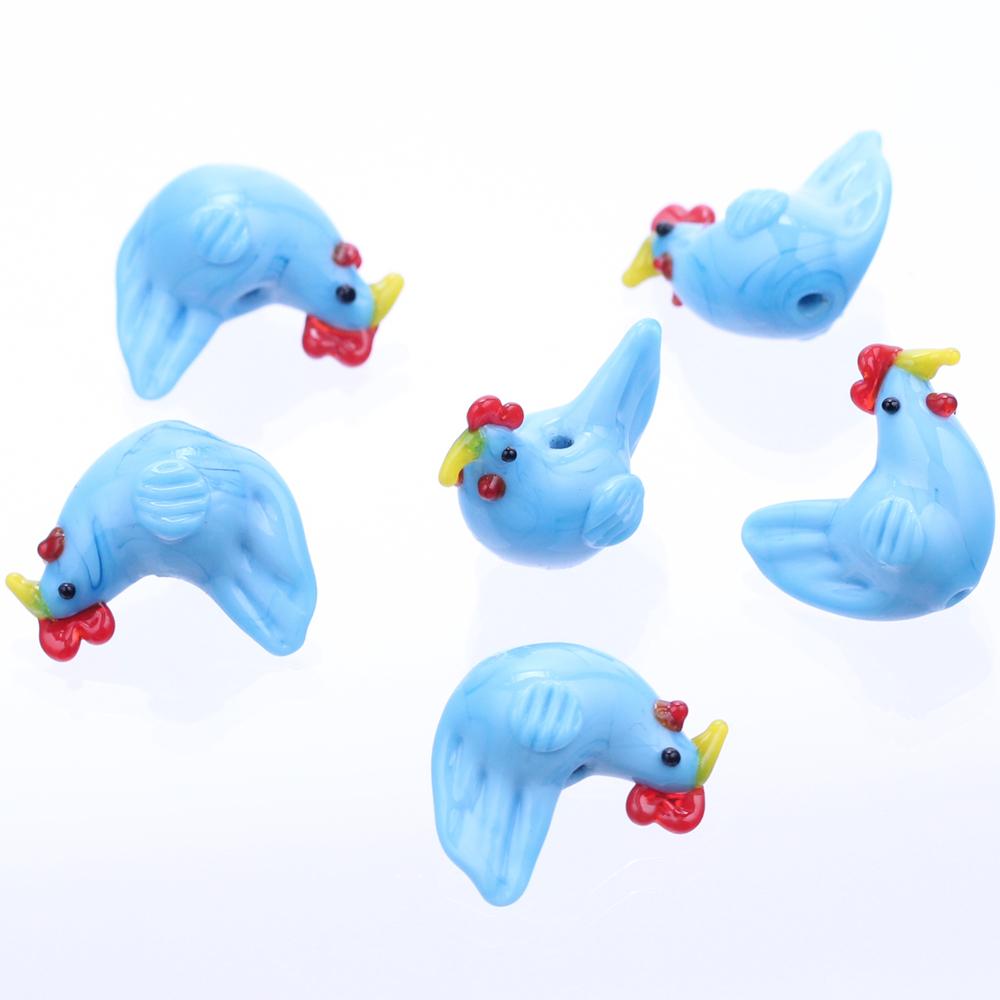 2pcs Cock Rooster Hen Shape Handmade Lampwork Glass Loose Beads For Jewelry Making Accessories DIY Crafts Findings