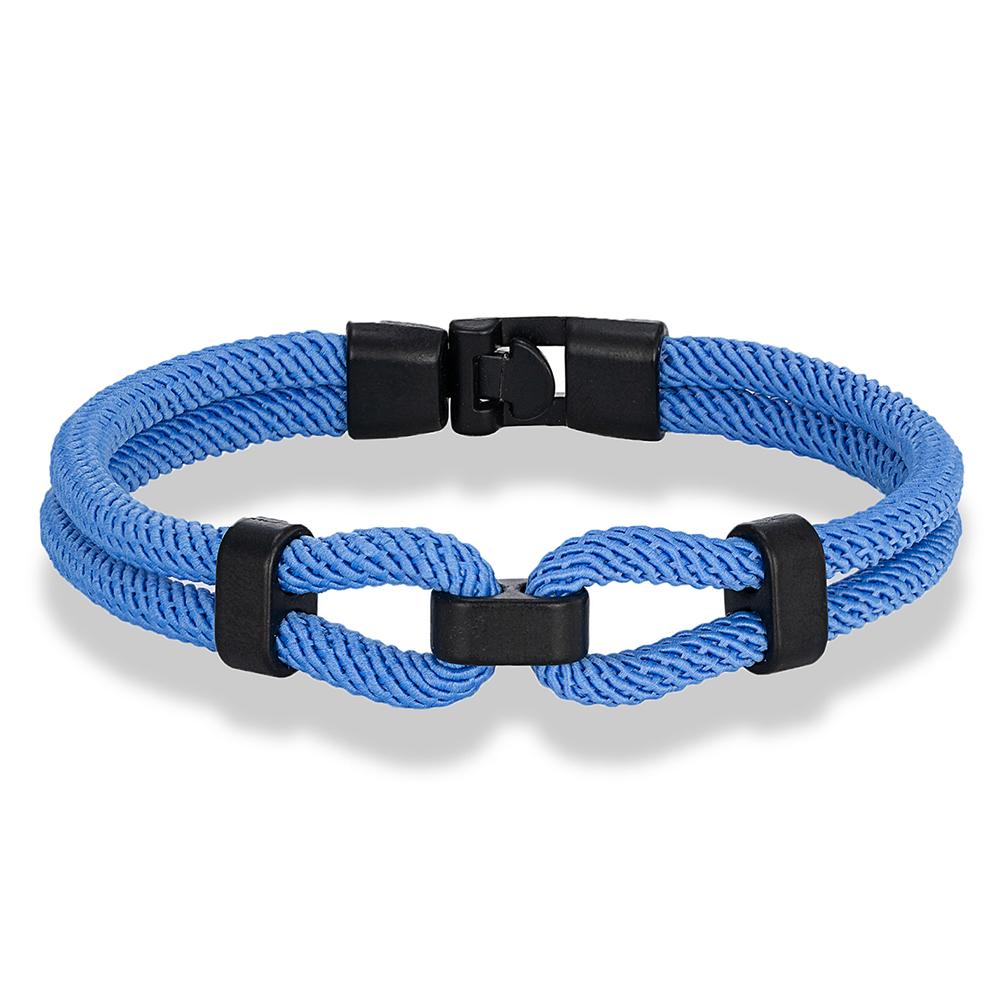 

Черный браслет с морским узлом для мужчин, уникальные веревочные украшения в морском стиле с легкой застежкой, подарки для него 17cm синий