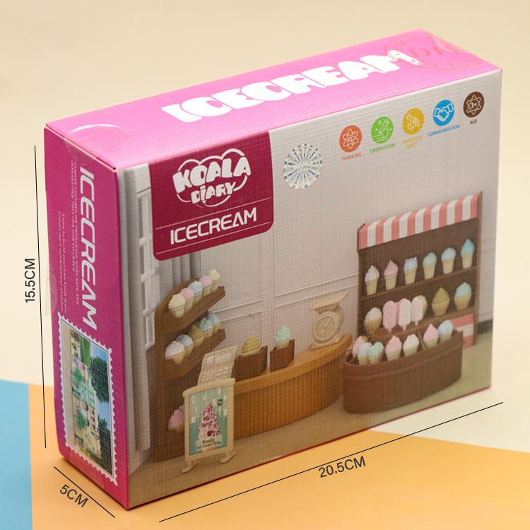 Cute Mini Ice Cream Shop Ornament Simulation Store Doll House Milk Cone Children Play House Children'S Small Toys