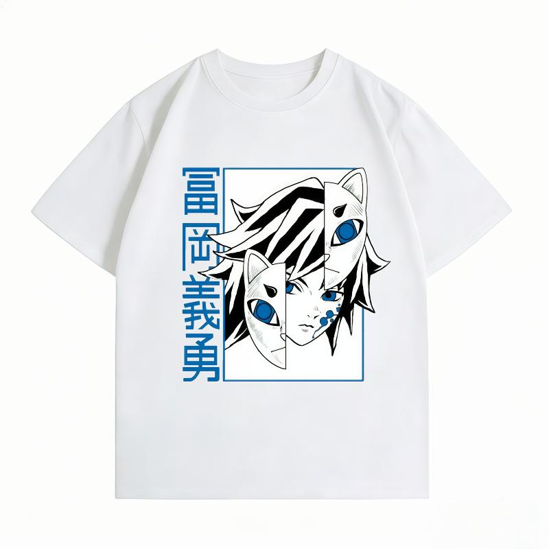 Unisexs Clothing 100 Cotton Summer TShirt Demon Slayer Giyu Print Anime Streetwear Casual Short Sleeve Tops