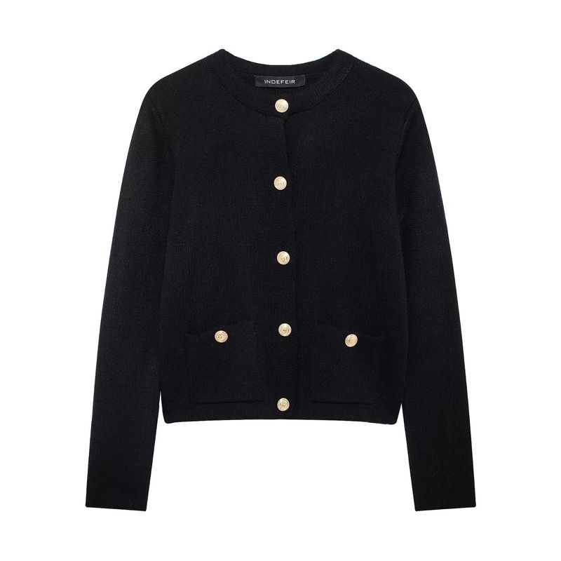 ZA New arrival Women's ZR Fashion Style Export Fashion Minimalist Gold Buckle Knitting Outwear 6427144