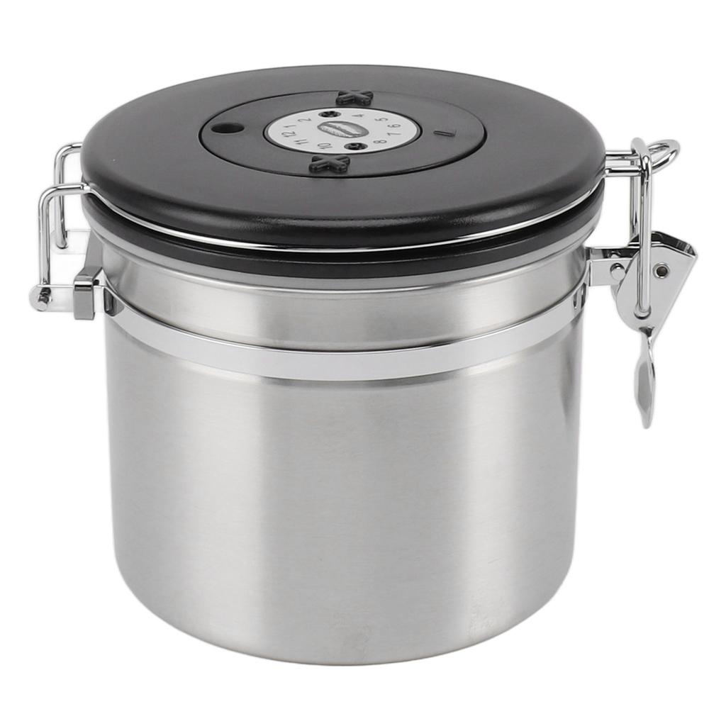 Airtight Coffee Canister 1.2L 304 Stainless Steel Coffee Bean Storage Container with Steel Spoon for Tea Flour Cereal