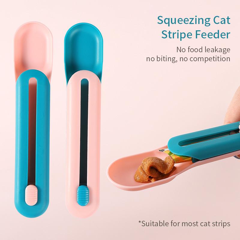 Cat Feeder Cat Strip Squeeze Spoon Pet Liquid Snack Spoon Liquid Feeding Food Squeezer Without Residuefeeder Pet Supplies
