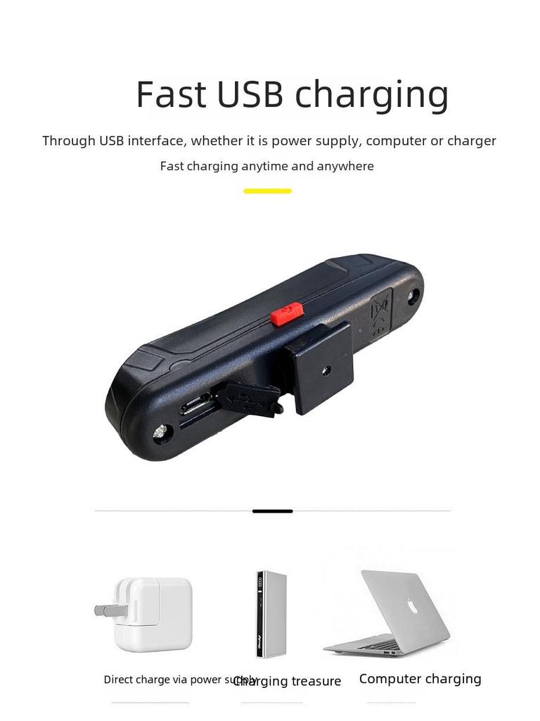 USB Rechargeable Bicycle Tail Light - Three-Color Flashing COB Brightness for Cycling Safety