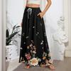 Women's Flowy Flared Ruffle Hem A Line Maxi Skirts Elastic Waist Elegant Tiered Layer Boho Long Skirts