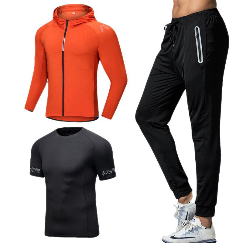 Men's Autumn Fitness Running Suit: Elastic, Tight-fitting, Breathable, Sweat-Wicking Gym Clothes.